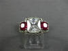 ESTATE LARGE 3.30CT DIAMOND & AAA RUBY 14K WHITE GOLD 3D CLASSIC ENGAGEMENT RING