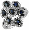 ESTATE LARGE 2.32CT ROUND DIAMOND & AAA SAPPHIRE 14KT WHITE GOLD FLOWER FUN RING