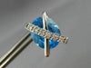 ESTATE LARGE 11.45CT DIAMOND & BLUE TOPAZ 14K WHITE GOLD 3D OVAL X STUD EARRINGS