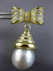 ESTATE LARGE 1.80CT DIAMOND & PEARL 18KT YELLOW GOLD BOW HANGING EARRINGS #26055