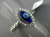 ESTATE .16CT DIAMOND & EVIL EYE 14KT WHITE GOLD 3D LUCKY FLEXIBLE WOVEN FUN RING