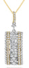 1.10CT DIAMOND 18K 2 TONE GOLD 3D MULTI FLOWER RECTANGULAR LOVE FLOATING PENDANT