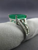 ESTATE LARGE 4.37CT DIAMOND & AAA EMERALD 18KT WHITE GOLD FLOWER ENGAGEMENT RING