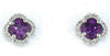 .90CT DIAMOND & AAA AMETHYST 14KT WHITE GOLD 4 LEAF CLOVER FLOWER STUD EARRINGS
