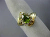 WIDE 1.05CT DIAMOND & AAA PEAR SHAPE PERIDOT 14KT YELLOW GOLD 3D HALO FUN RING
