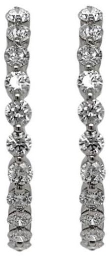 2.07CT DIAMOND 18KT WHITE GOLD 3D ROUND SHARED PRONG INSIDE OUT HANGING EARRINGS
