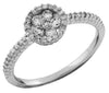 ESTATE .35CT DIAMOND 14KT WHITE GOLD 3D CLASSIC CLUSTER FLOWER HALO FUN RING