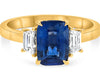LARGE 2.51CT DIAMOND & AAA SAPPHIRE 14KT YELLOW GOLD 3D CUSHION ENGAGEMENT RING