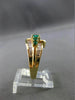 ESTATE 1.10CT DIAMOND & EMERALD 14K YELLOW GOLD GRADUATING ENGAGEMENT RING 12115