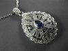ESTATE LARGE 1.32CT DIAMOND & AAA SAPPHIRE 14KT WHITE GOLD 3D TEAR DROP PENDANT