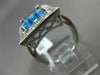 ESTATE EXTRA LARGE 8.17CT DIAMOND & BLUE TOPAZ 14KT WHITE GOLD EMERALD CUT RING