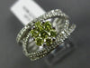 WIDE 1.30CT WHITE & FANCY YELLOW DIAMOND 18KT WHITE GOLD CRISS CROSS FLOWER RING