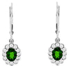 1.18CT DIAMOND & AAA RUSSALITE 14KT WHITE GOLD FLOWER LEVERBACK HANGING EARRINGS
