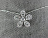 ESTATE .54CT DIAMOND 18KT WHITE GOLD 3D FLOWER SOLITAIRE FLOATING PENDANT