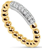 ESTATE .20CT DIAMOND 18KT WHITE & YELLOW GOLD CLASSIC 2 ROW BEADED BAR FUN RING