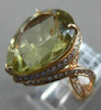ESTATE LARGE 8.73CT DIAMOND & AAA LIME QUARTZ 14KT ROSE GOLD HALO INFINITY RING