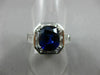 ESTATE LARGE 5.24CT DIAMOND & AAA SAPPHIRE 18KT WHITE GOLD HALO ENGAGEMENT RING