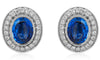 5.82CT DIAMOND & AAA SAPPHIRE 18K WHITE GOLD OVAL & ROUND HALO FILIGREE EARRINGS