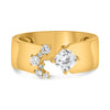 WIDE .69CT DIAMOND 14KT YELLOW GOLD 3D CUSHION & ROUND 7 STONE TENSION LOVE RING