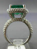 LARGE 6.86CT DIAMOND & AAA EMERALD 14K WHITE GOLD 3D SQUARE HALO ENGAGEMENT RING