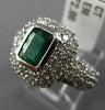 LARGE 2.80CT DIAMOND & AAA EMERALD 14KT WHITE GOLD 3D HALO PAVR ENGAGEMENT RING
