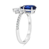 WIDE 2.53CT DIAMOND AAA SAPPHIRE 14KT WHITE GOLD MULTI SHAPE CLUSTER FLORAL RING