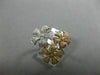ESTATE LARGE .58CT ROUND DIAMOND 14K WHITE YELLOW & ROSE GOLD 3D FLOWER FUN RING
