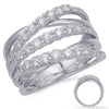 WIDE 1.05CT DIAMOND 14KT WHITE GOLD 3D MULTI ROW GRADUATING JOURNEY LOVE RING