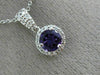 ESTATE 1.02CT DIAMOND & AAA AMETHYST 14KT WHITE GOLD 3D PAVE HALO ROUND PENDANT