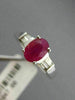 ESTATE .70CT DIAMOND & AAA RUBY 14KT WHITE GOLD 3D OVAL BAGUETTE ENGAGEMENT RING