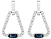 1.24CT DIAMOND & AAA SAPPHIRE 14KT WHITE GOLD EMERALD CUT ROUND HANGING EARRINGS