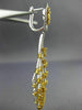 ESTATE LARGE 3.45CT WHITE & FANCY YELLOW DIAMOND 18KT 2 TONE GOLD LEAF EARRINGS