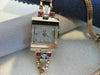 ANTQUE OLD EURO MINE CUT DIAMOND RUBY 14K WHITE ROSE GOLD MIDO WATCH 6.5" #19744