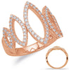 LARGE .56CT DIAMOND 14KT ROSE GOLD 3D OPEN MARQUISE SHAPE GRADUATING LOVE RING