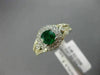 ESTATE WIDE 2.4CT DIAMOND & AAA COLOMBIAN EMERALD 14K WHITE GOLD ENGAGEMENT RING
