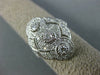 ANTIQUE WIDE .42CT DIAMOND 14KT WHITE GOLD 3D 3 STONE HALO FILIGREE RING #1330