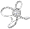 ESTATE WIDE .84CT DIAMOND 18KT WHITE GOLD 3D FLOWER CLUSTER LOVE KNOT FUN RING