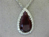 ESTATE 5.48CT DIAMOND & AAA RUBY 18KT WHITE GOLD CLASSIC TEAR DROP HALO PENDANT