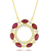 ESTATE 1.55CT DIAMOND & AAA RUBY 14KT YELLOW GOLD ROUND & MARQUISE LOVE NECKLACE