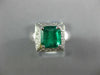 ESTATE LARGE 2.45CT DIAMOND & AAA EMERALD 18K WHITE GOLD PYRAMID ENGAGEMENT RING