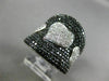 ESTATE MASSIVE 2.24CT WHITE BLACK DIAMOND 18K 2 TONE GOLD PAVE 3 HEART LOVE RING