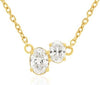 .32CT DIAMOND 14KT YELLOW 3D GOLD OVAL GRADUATING DOUBLE SOLITAIRE LOVE NECKLACE