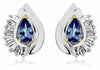 ESTATE 1.30CT DIAMOND & AAA TANZANITE 14KT WHITE GOLD CLASSIC TEAR DROP EARRINGS