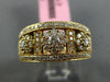 ESTATE WIDE .75CT DIAMOND 18KT ROSE GOLD 3D 3 FLOWER MILGRAIN ANNIVERSARY RING