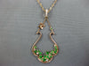 1.53CT DIAMOND & AAA TSAVORITE 14KT ROSE GOLD FLOWER TEAR DROP FLOATING PENDANT