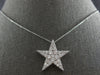 LARGE .90CT DIAMOND 14KT WHITE GOLD 3D CLASSIC STAR FLOATING PENDANT #27840