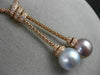 LARGE .30CT DIAMOND & WHITE PINK SOUTH SEA PEARL 18KT ROSE GOLD LARIAT NECKLACE