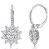 LARGE 2.58CT DIAMOND 14KT WHITE GOLD 3D ROUND SOLITAIRE FLOWER HANGING EARRINGS
