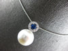 LARGE 1.58CT DIAMOND & AAA SAPPHIRE & AAA SOUTH SEA PEARL 18K WHITE GOLD PENDANT