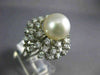 ANTIQUE LARGE 1.25CT DIAMOND & AAA SOUTH SEA PEARL 14KT WHITE GOLD 3D RING #848